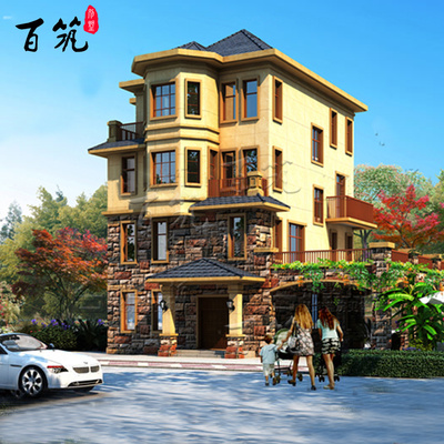 别墅设计图纸四层欧式农村自建房设计图乡村三层半豪华楼房 CAD设计图源码下载