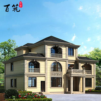 农村老人独楼双拼别墅设计图纸乡村豪华自建房效果图老人房 CAD设计图源码下载