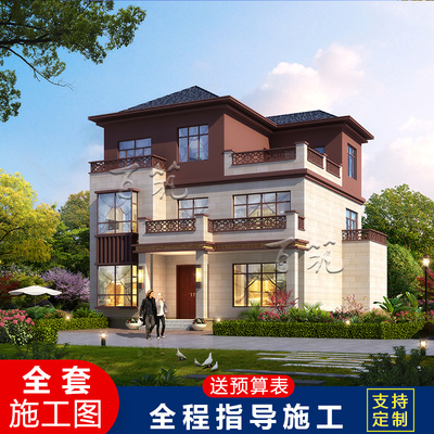 农村3三层洋房自建房设计图纸乡村新款楼房小别墅房子施工图CAD设计图源码下载