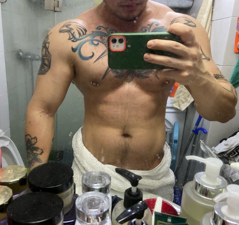 M96_男套图333照片+8视频（纹身男神 大腹肌有肌肉好身材男士形象照 帅气超man有男人味自拍照）-13